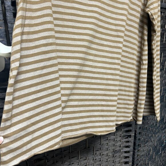 Labor Art Minimalist Brown Striped Aline Long Sleeve Tunic Top Size 2 - Picture 5 of 6